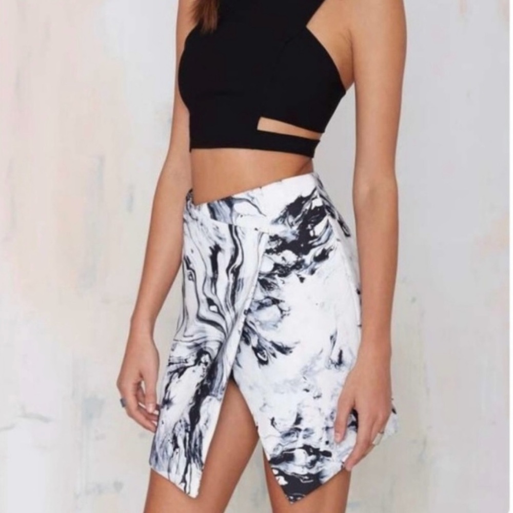 Keepsake Just Like Me Mini Skirt in Marbled Print